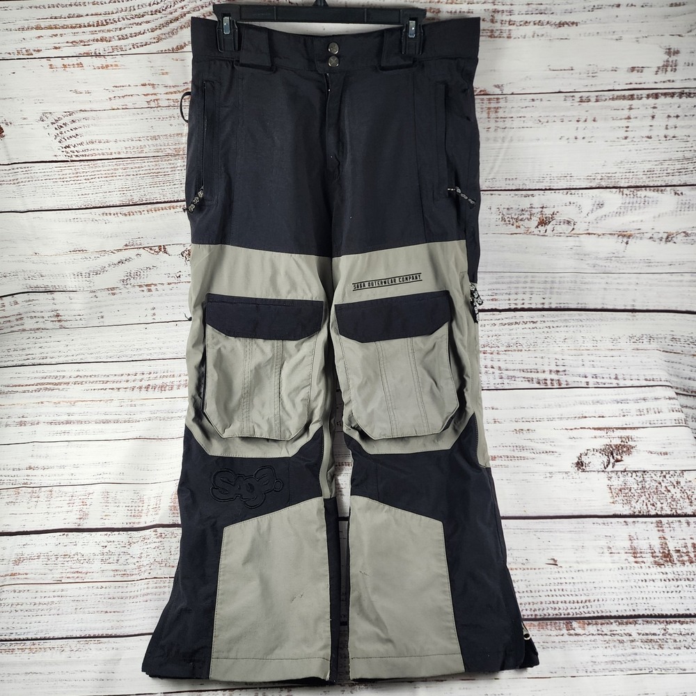 Saga Anomie 2L Tech Snowboard Pants Men's Small Gray Black Loose Fit Waterproof